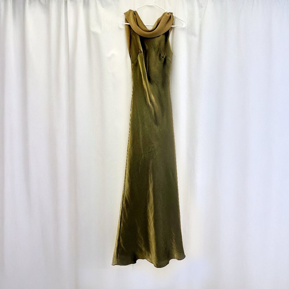 Antique Gold Satin Maxi Dress